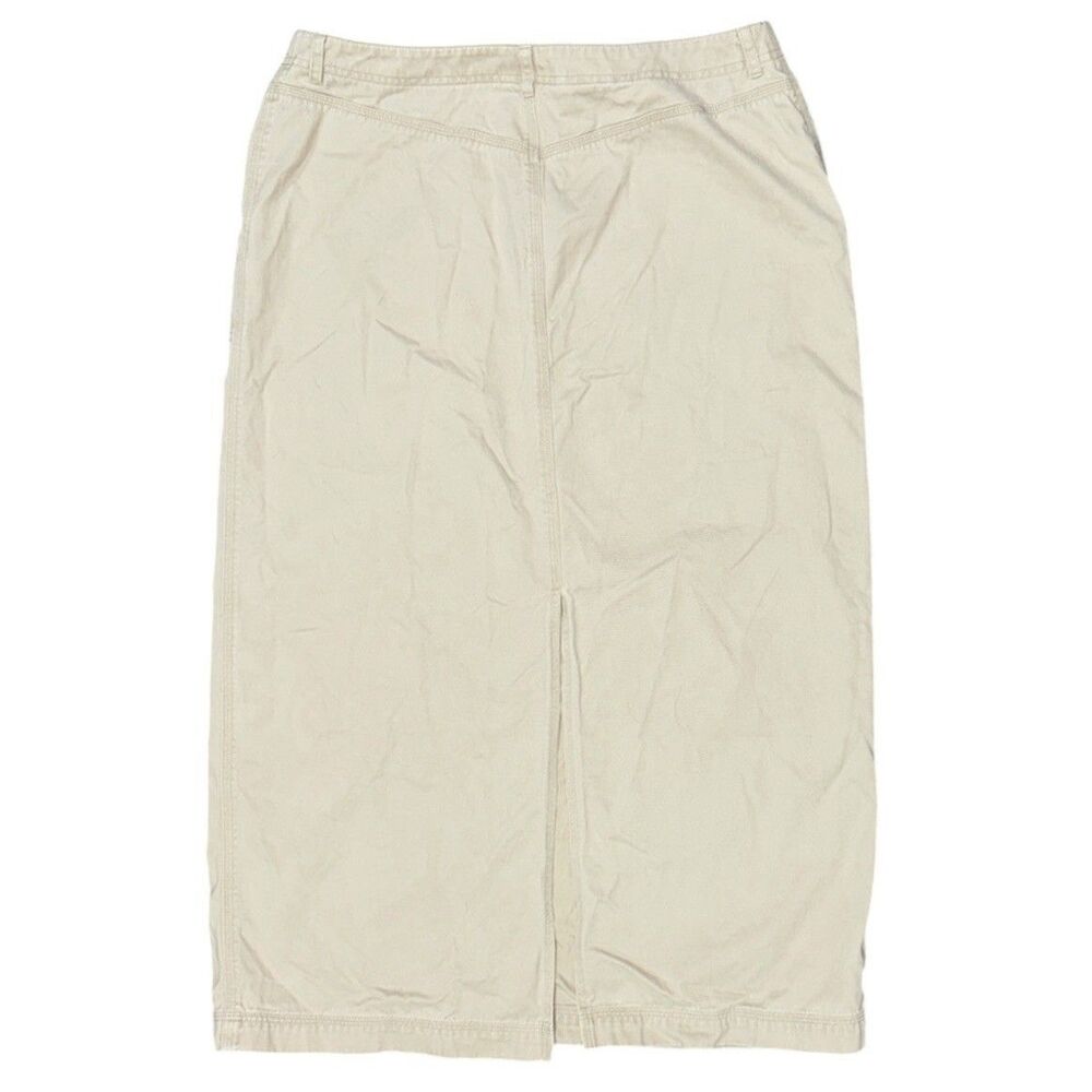 Lauren Ralph Lauren Khaki Midi Skirt Size 14 Cotton Pockets Classic Preppy - Picture 2 of 8
